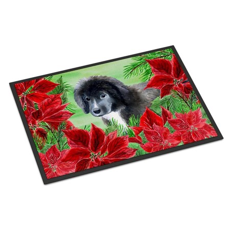 Carolines Treasures Newfoundland Puppy Poinsettas Indoor or Outdoor Mat - 18 x 27 in. CK1347MAT